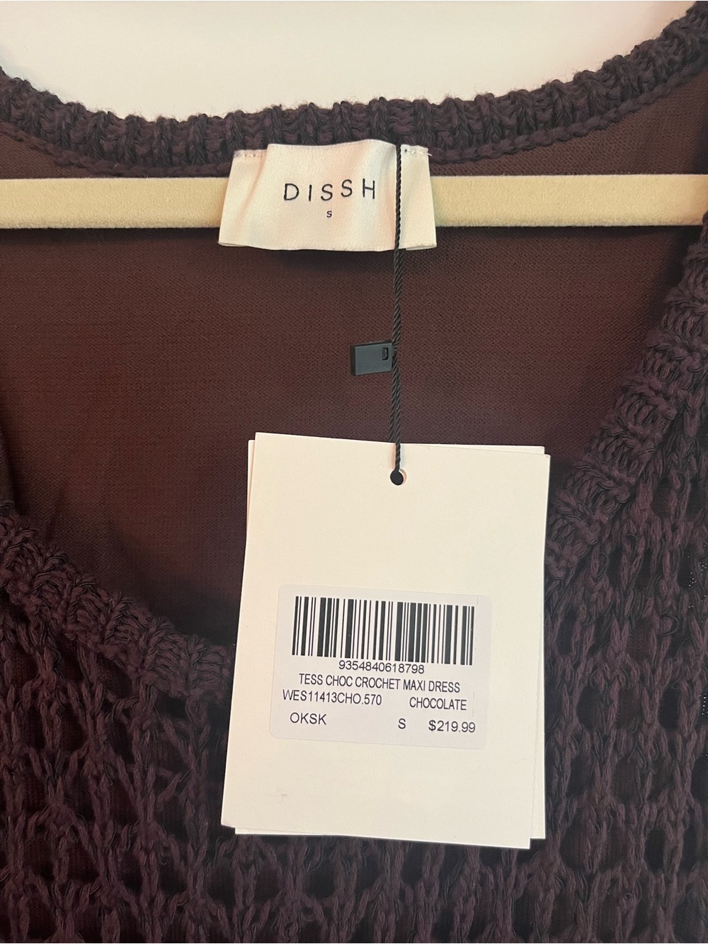 DISSH Tess Chocolate Crochet Midi Dress - Small - Picture 11 of 11